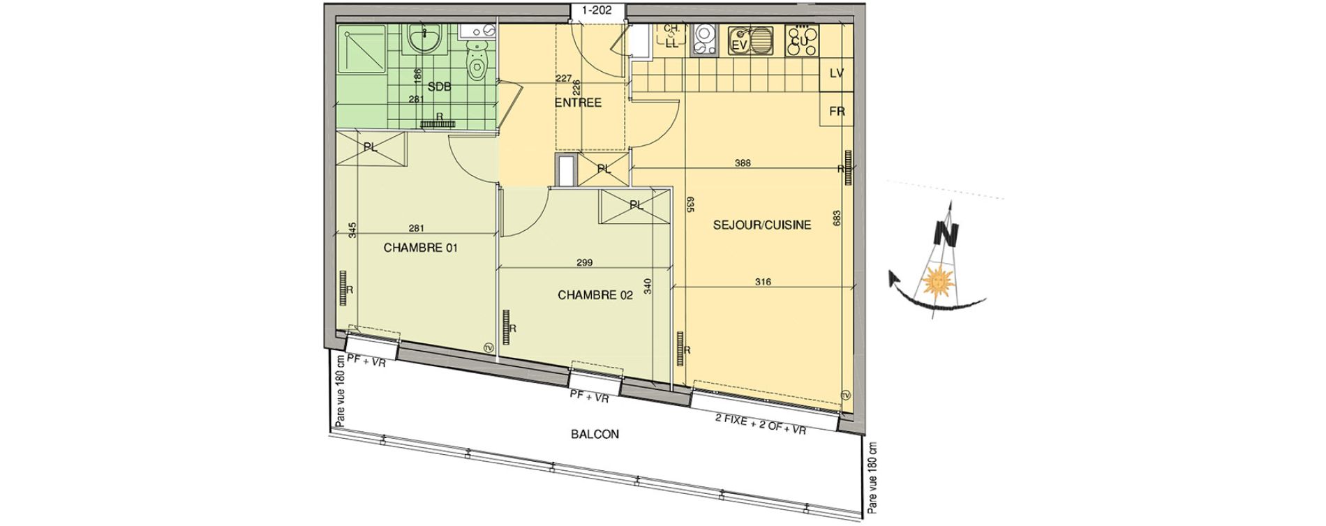 Appartement T3 de 53,20 m2 &agrave; Cucq Stella plage