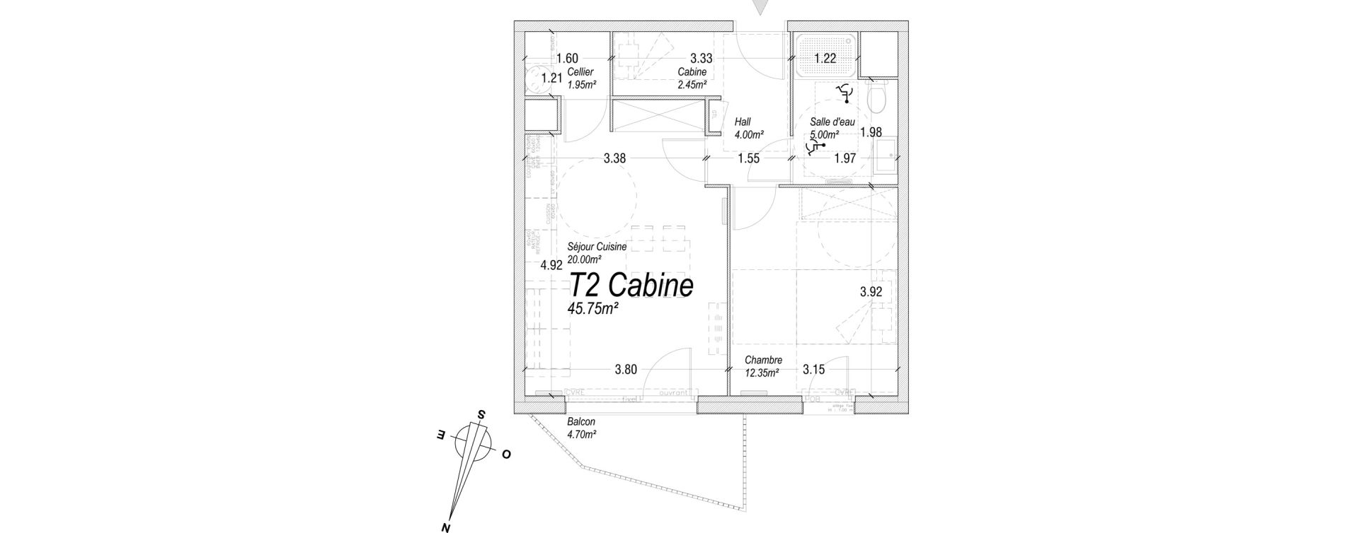 Appartement T2 de 45,75 m2 &agrave; Cucq Centre