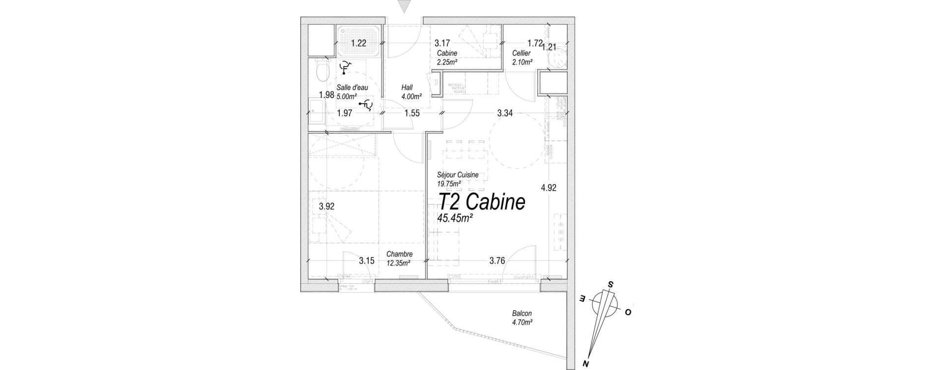 Appartement T2 de 45,45 m2 &agrave; Cucq Centre