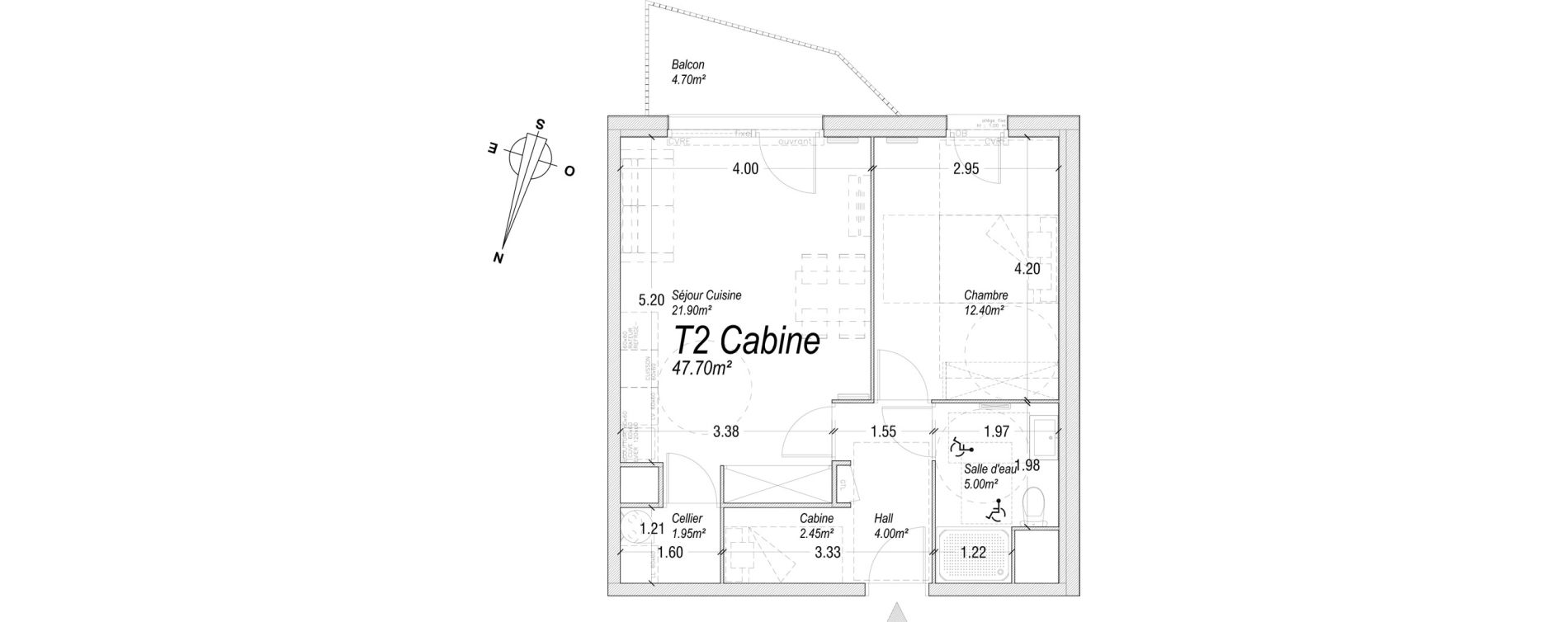 Appartement T2 de 47,70 m2 &agrave; Cucq Centre