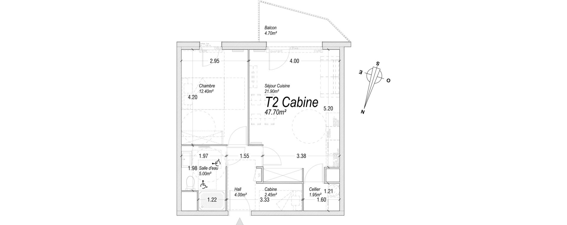 Appartement T2 de 47,70 m2 &agrave; Cucq Centre