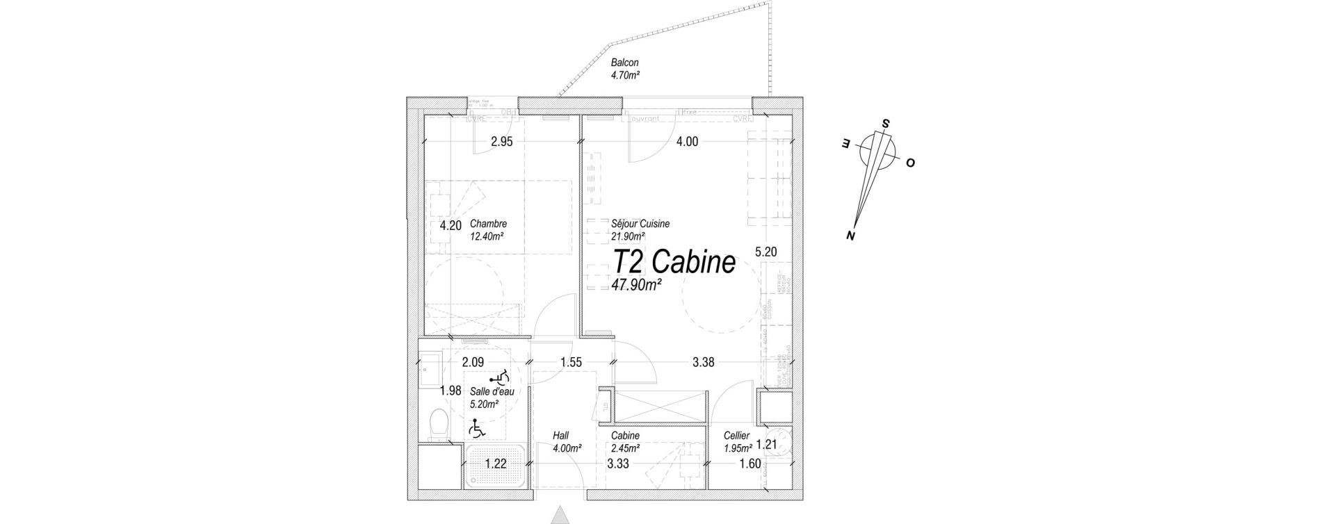 Appartement T2 de 47,90 m2 &agrave; Cucq Centre