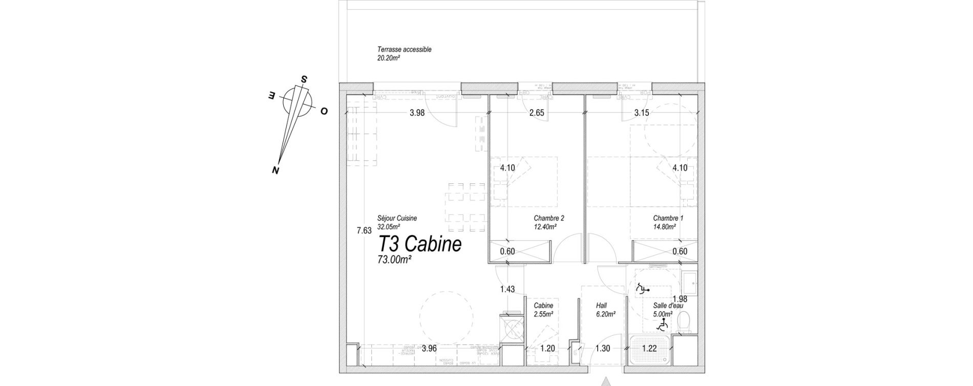 Appartement T3 de 73,00 m2 &agrave; Cucq Centre