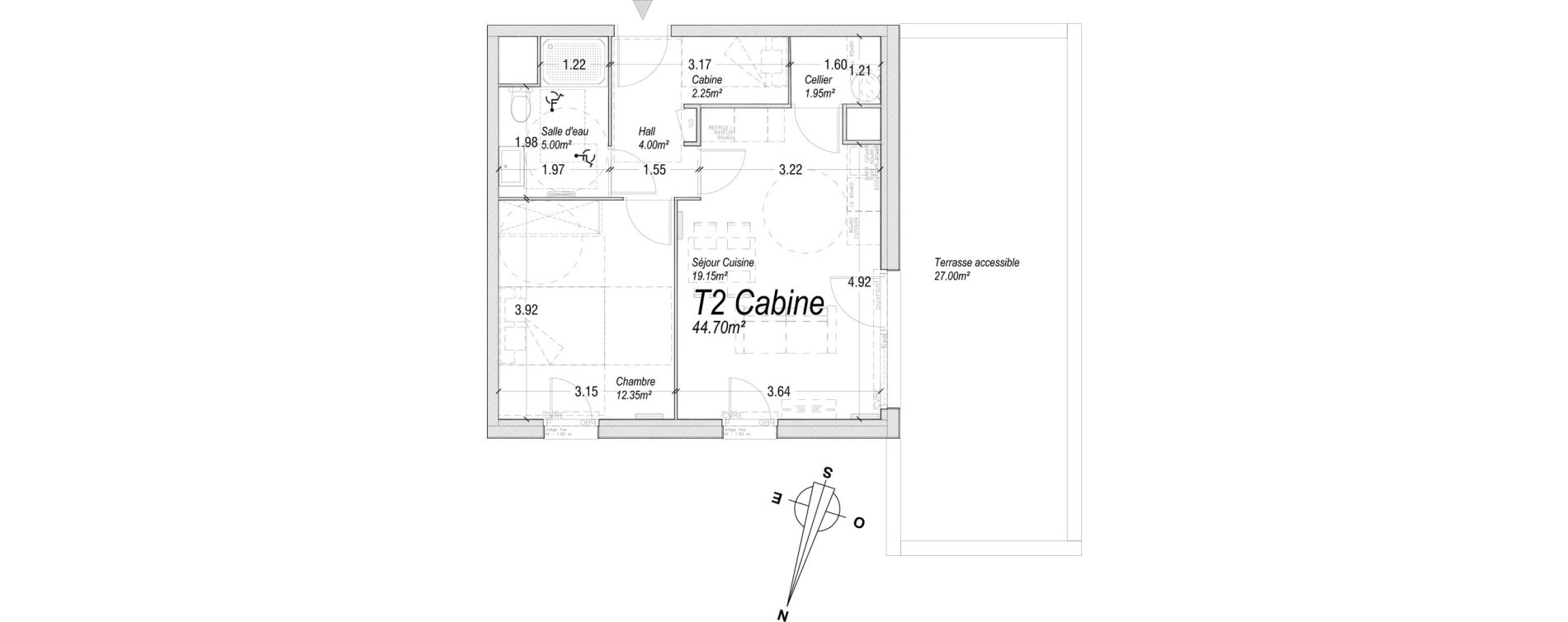 Appartement T2 de 44,70 m2 &agrave; Cucq Centre