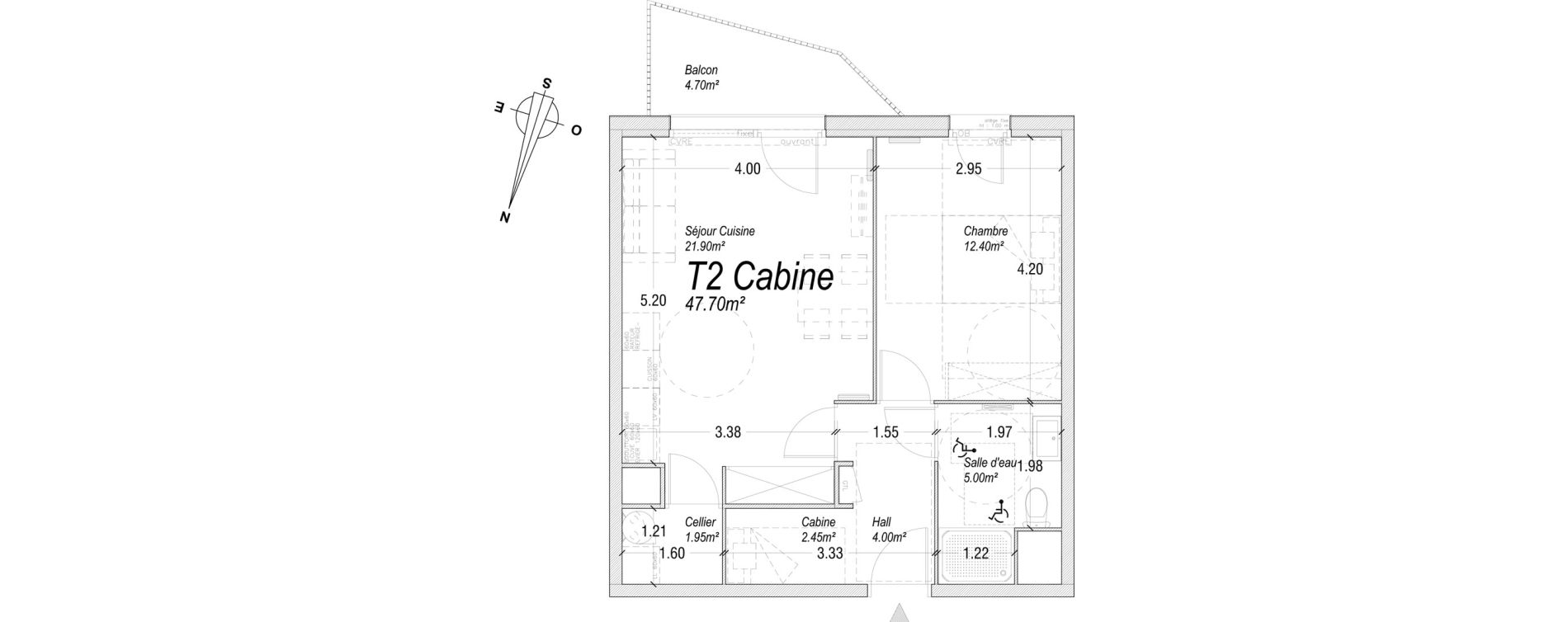 Appartement T2 de 47,70 m2 &agrave; Cucq Centre