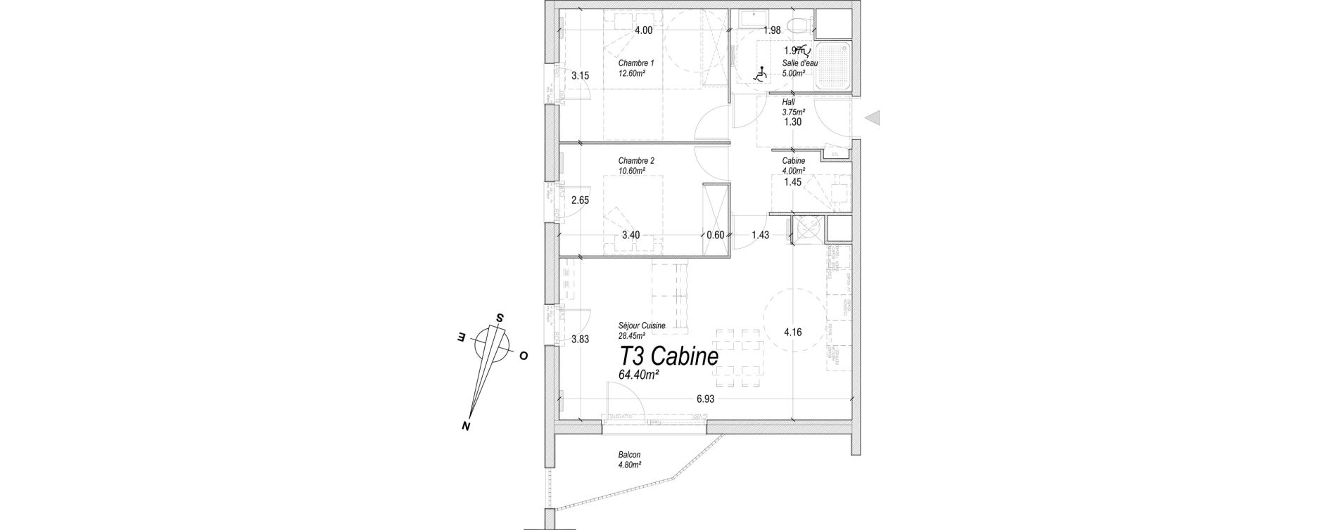Appartement T3 de 64,40 m2 &agrave; Cucq Centre