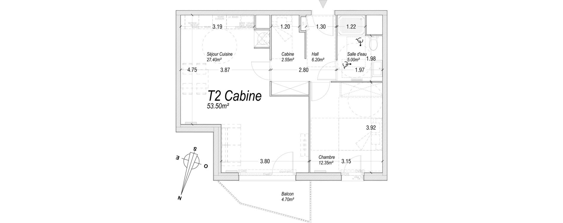 Appartement T2 de 53,50 m2 &agrave; Cucq Centre