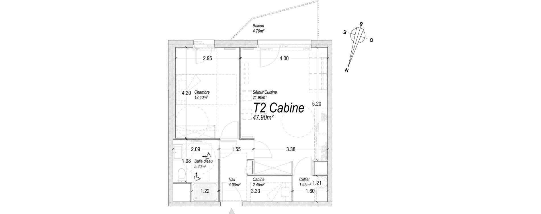 Appartement T2 de 47,90 m2 &agrave; Cucq Centre