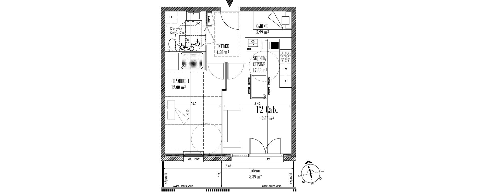 Appartement T2 de 42,07 m2 &agrave; Cucq Stella plage