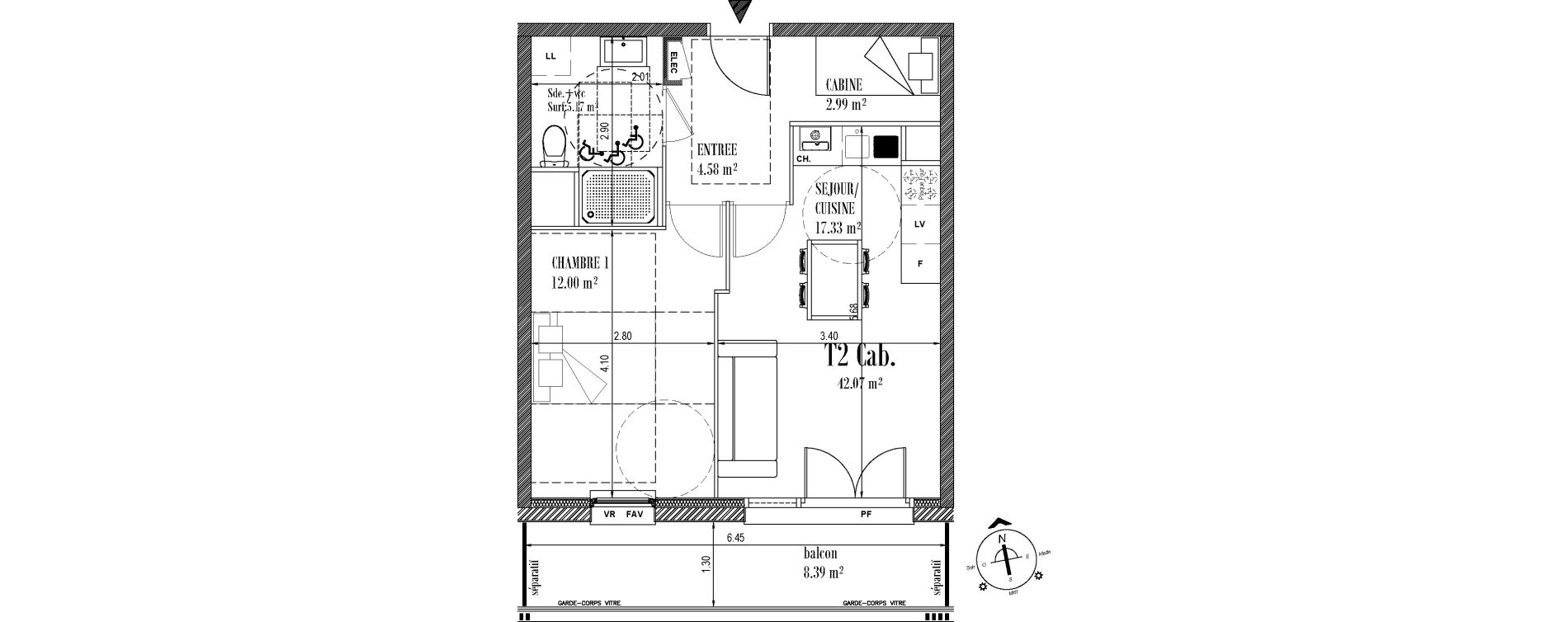 Appartement T2 de 42,07 m2 &agrave; Cucq Stella plage