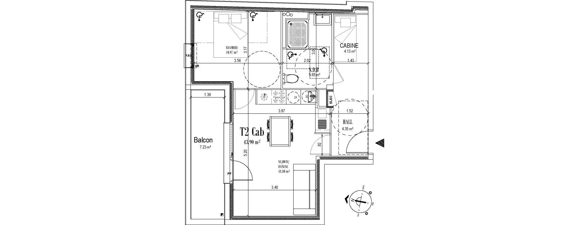 Appartement T2 de 43,90 m2 &agrave; Cucq Stella plage