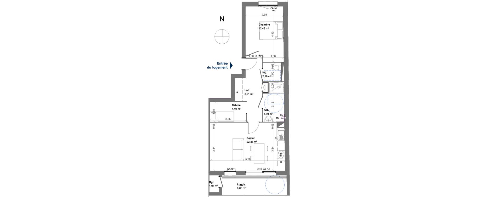 Appartement T2 de 54,61 m2 &agrave; Cucq Stella plage