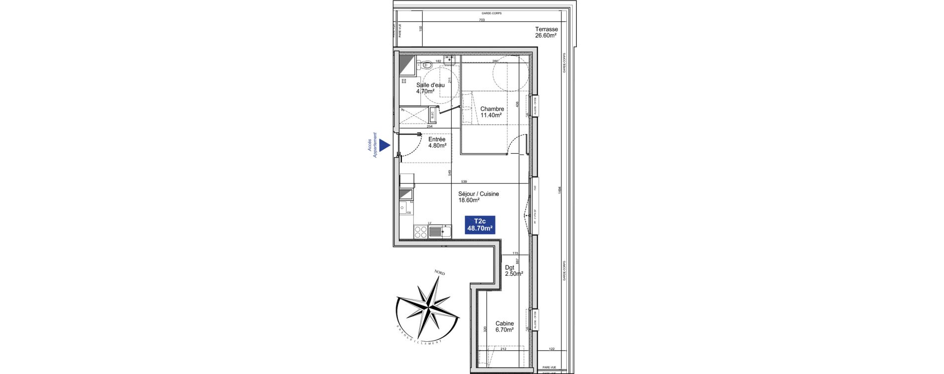 Appartement T2 de 48,70 m2 &agrave; Cucq Stella plage