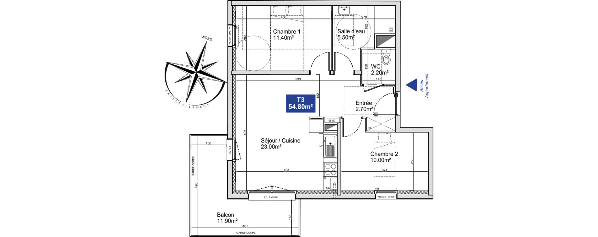 Appartement T3 de 54,80 m2 &agrave; Cucq Stella plage