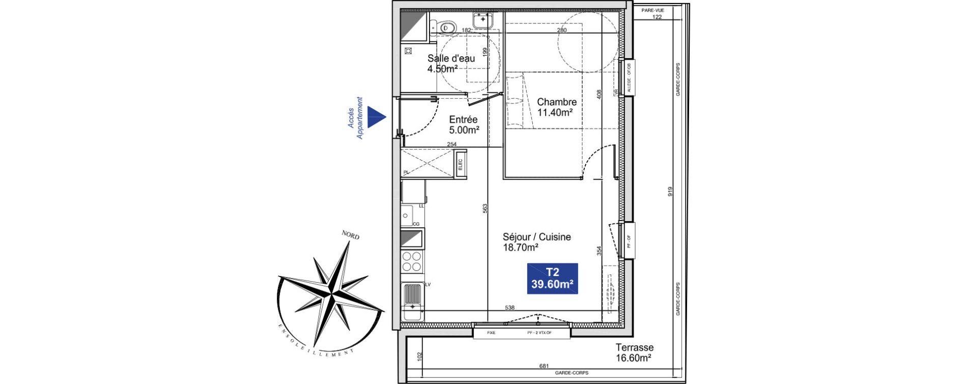 Appartement T2 de 39,60 m2 &agrave; Cucq Stella plage