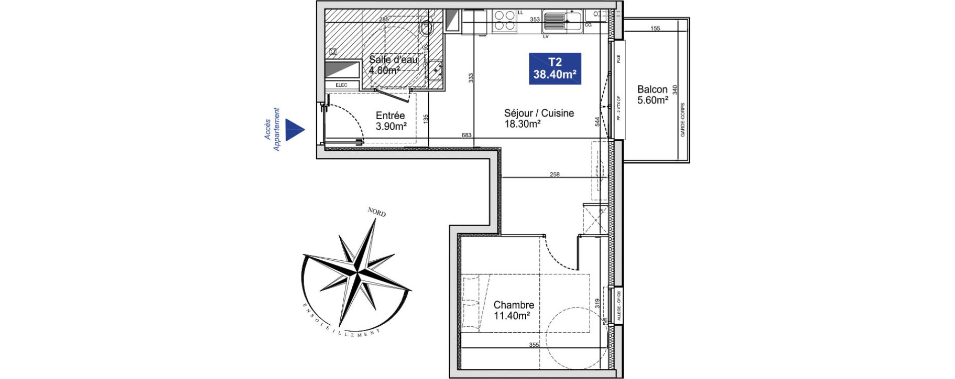 Appartement T2 de 38,40 m2 &agrave; Cucq Stella plage