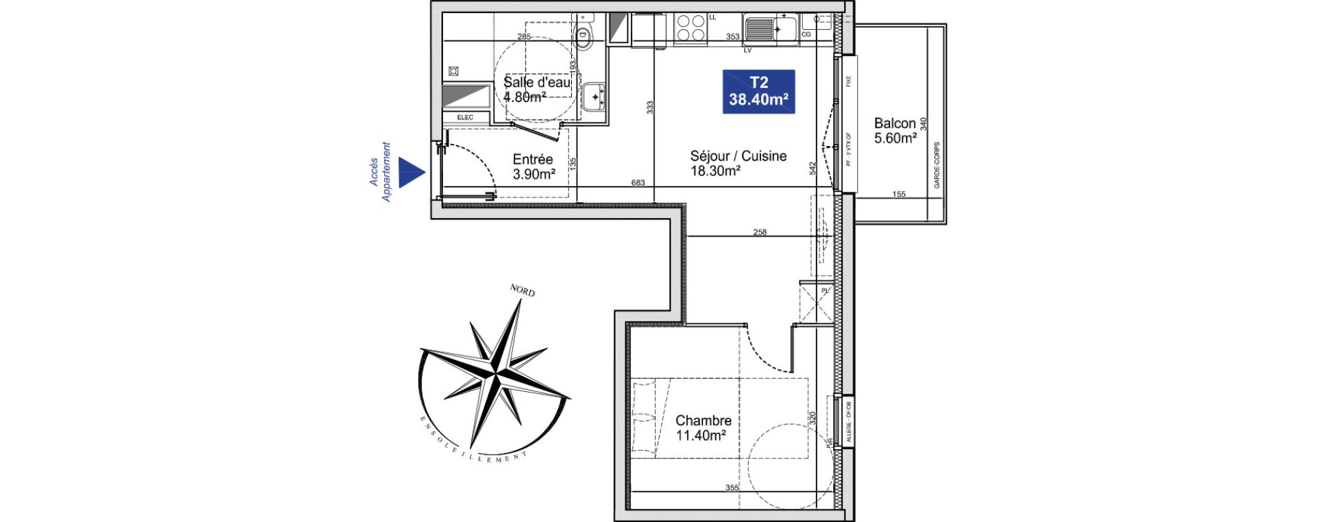 Appartement T2 de 38,40 m2 &agrave; Cucq Stella plage