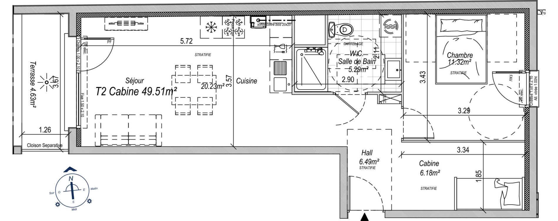 Appartement T2 de 49,51 m2 &agrave; Cucq Stella plage