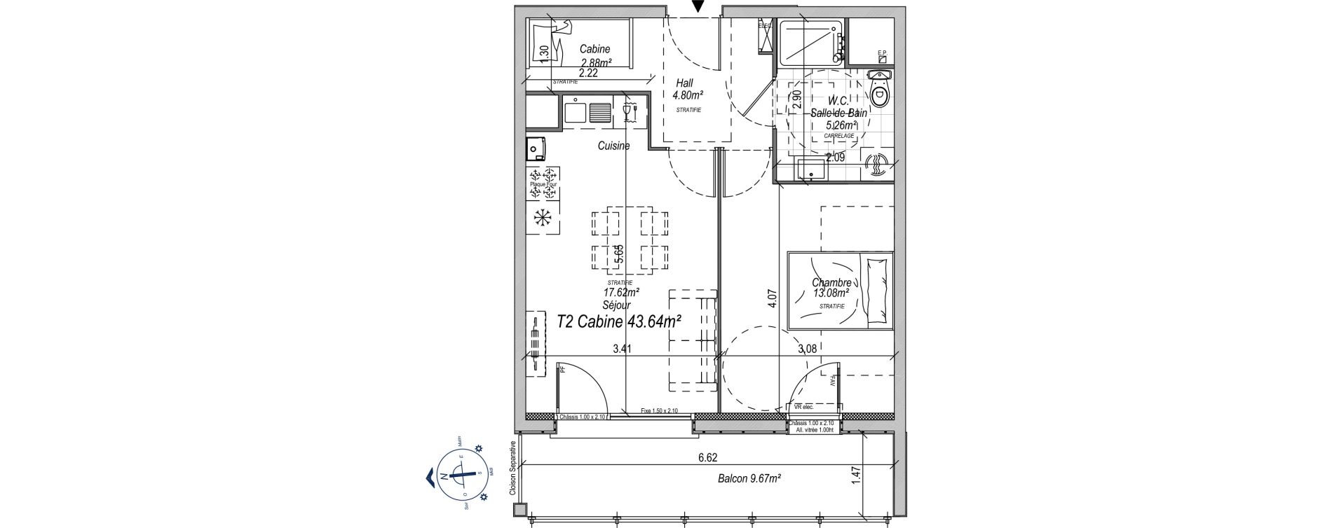 Appartement T2 de 43,64 m2 &agrave; Cucq Stella plage