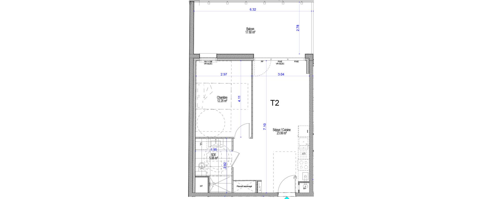 Appartement T2 de 41,33 m2 &agrave; Cucq Stella plage