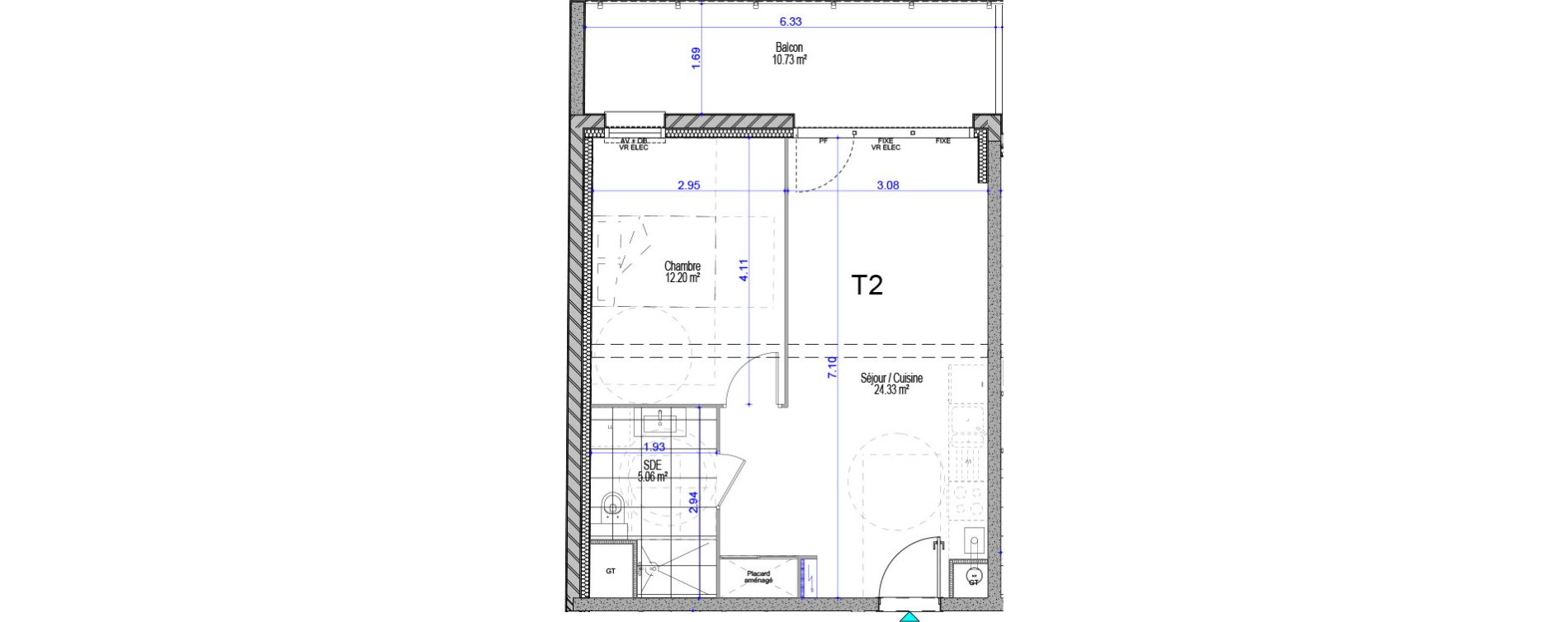 Appartement T2 de 41,59 m2 &agrave; Cucq Stella plage