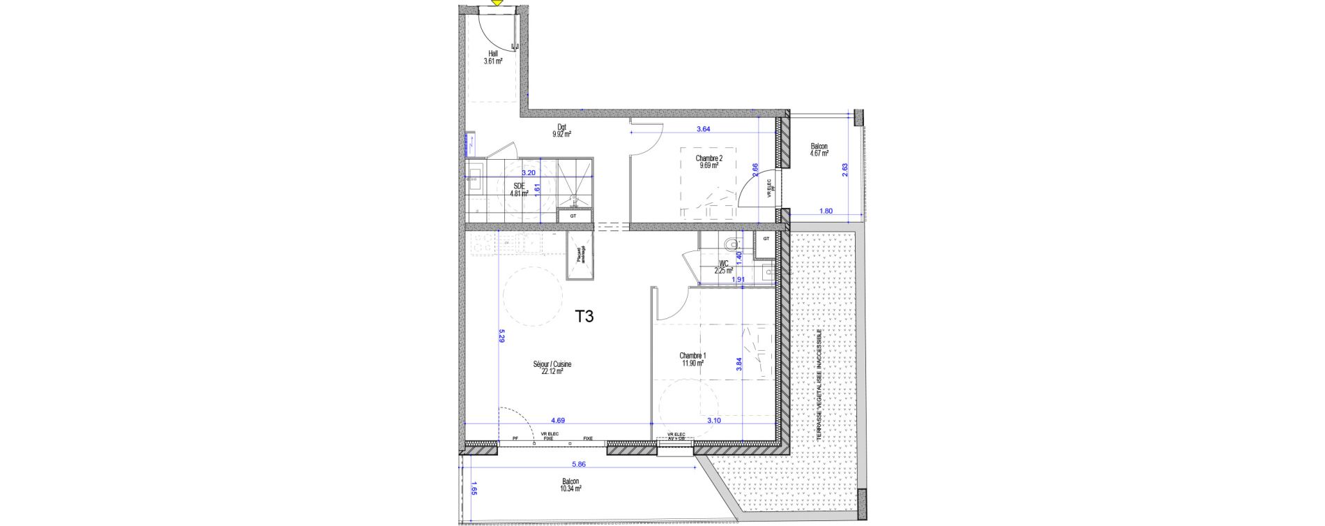 Appartement T3 de 64,30 m2 &agrave; Cucq Stella plage