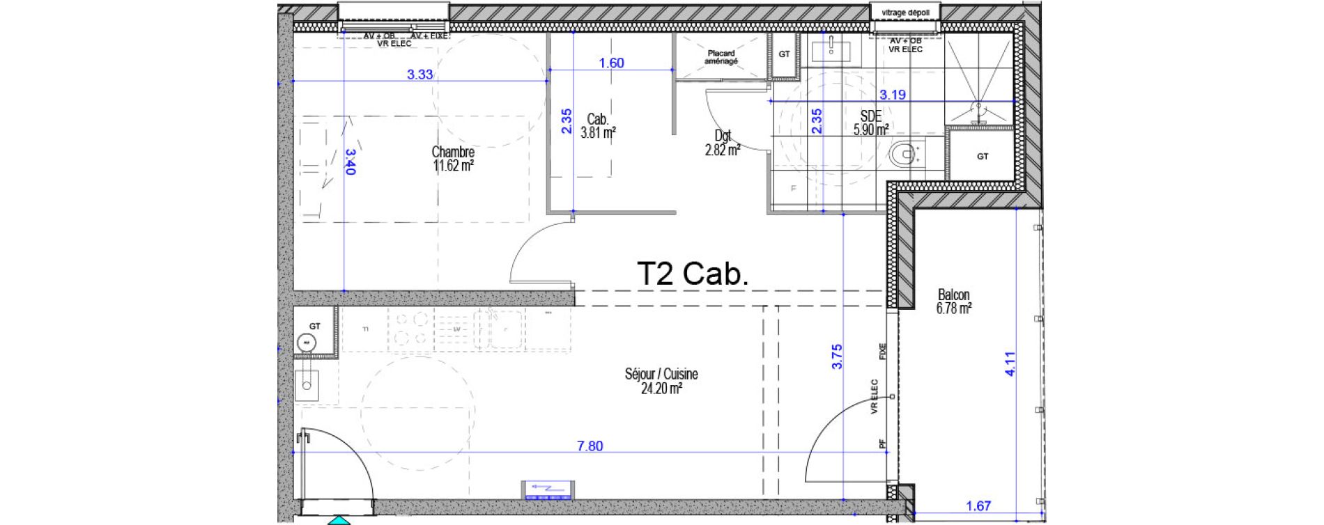 Appartement T2 de 48,35 m2 &agrave; Cucq Stella plage