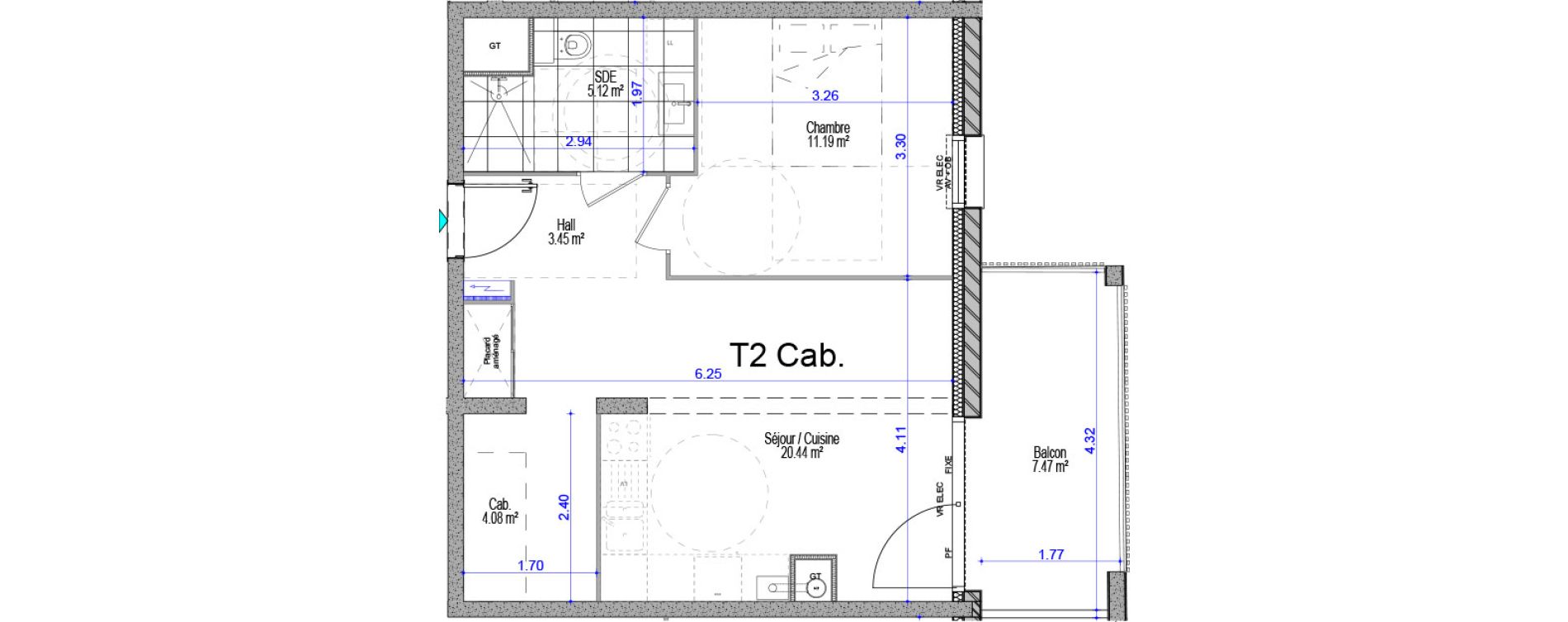 Appartement T2 de 44,28 m2 &agrave; Cucq Stella plage