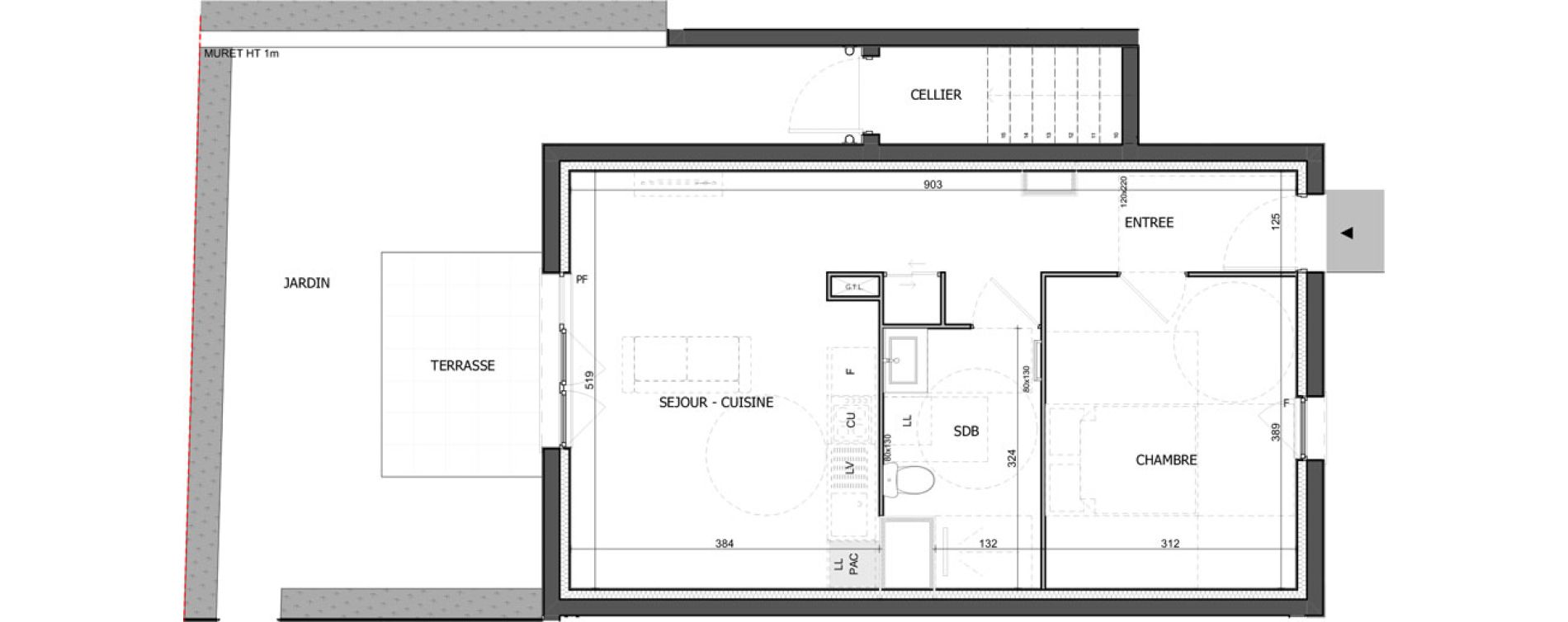 Appartement T2 de 45,17 m2 &agrave; &Eacute;quihen-Plage Centre