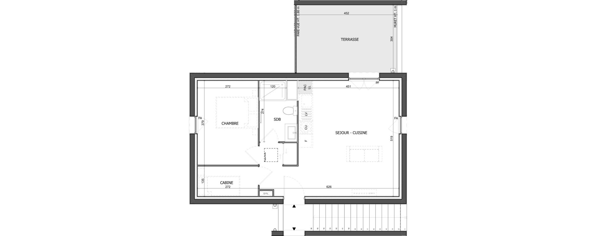 Appartement T2 de 45,52 m2 &agrave; &Eacute;quihen-Plage Centre