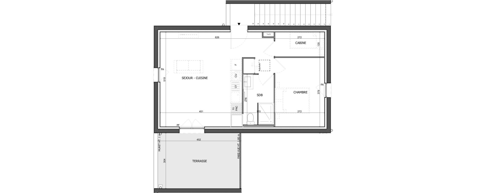 Appartement T2 de 45,34 m2 &agrave; &Eacute;quihen-Plage Centre