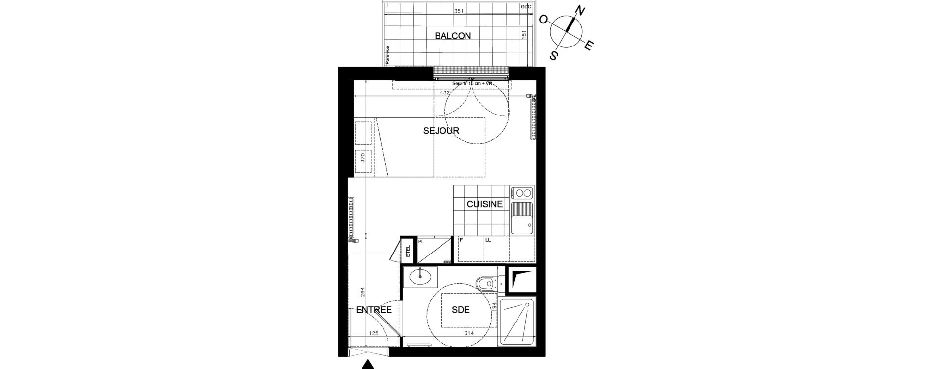 Appartement T1 de 26,91 m2 &agrave; &Eacute;taples Centre