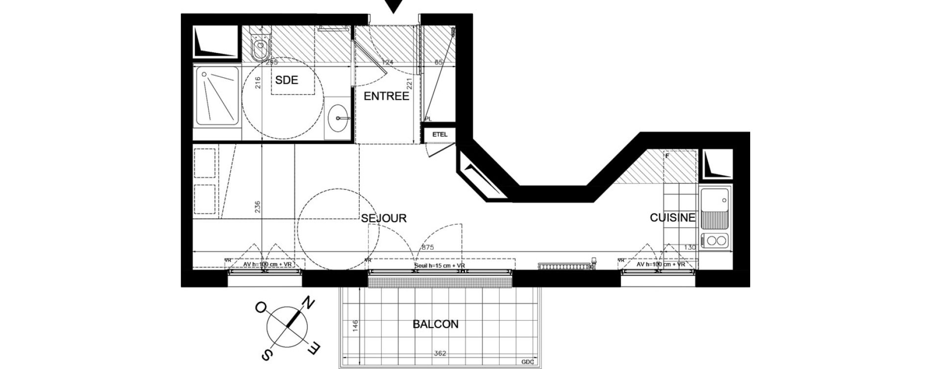 Appartement T1 de 29,62 m2 &agrave; &Eacute;taples Centre