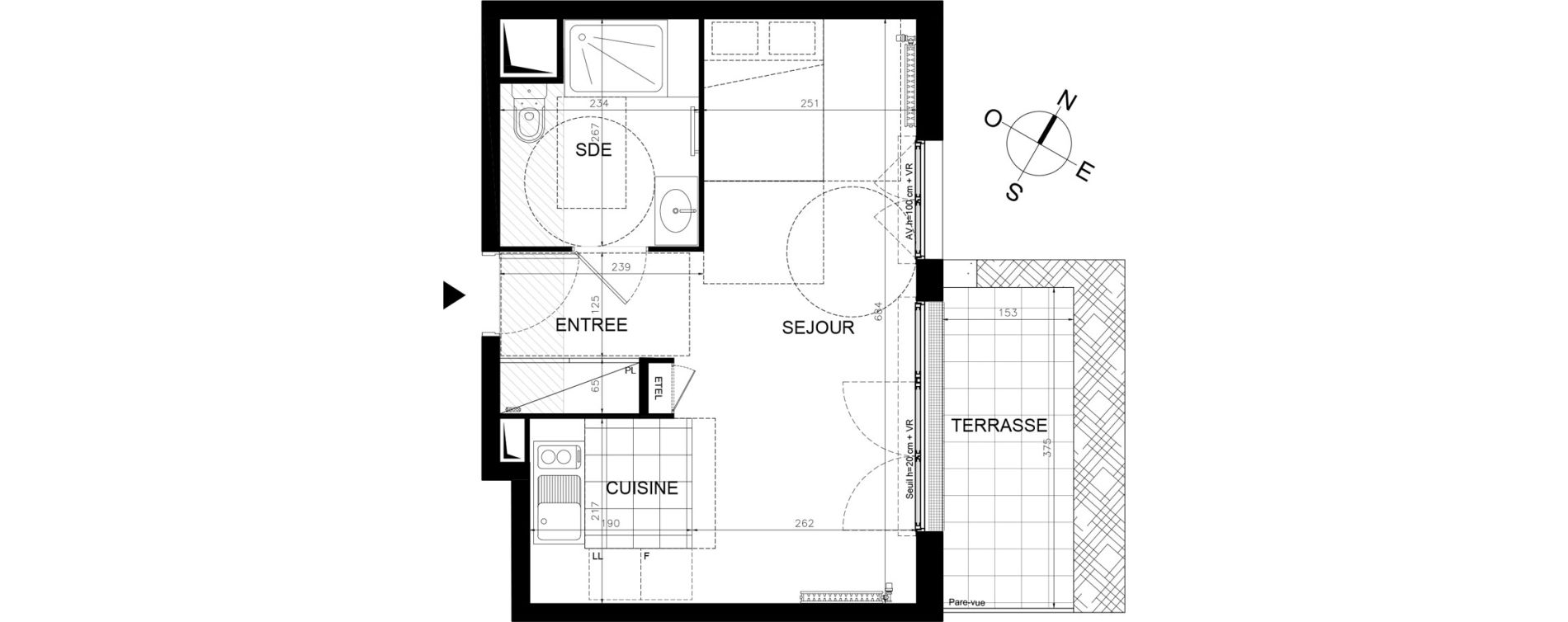 Appartement T1 de 31,41 m2 &agrave; &Eacute;taples Centre