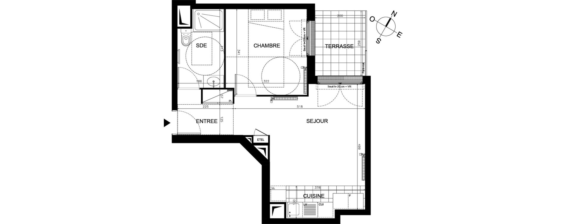 Appartement T2 de 41,03 m2 &agrave; &Eacute;taples Centre