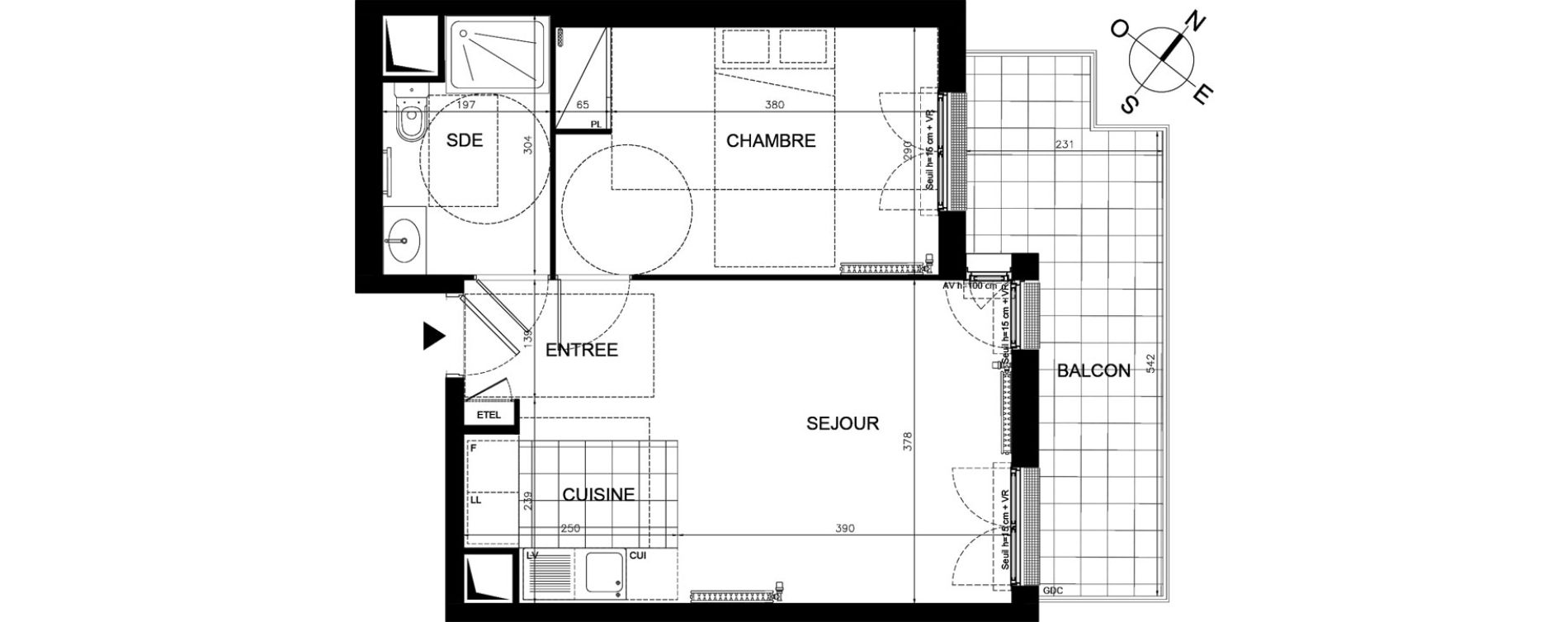 Appartement T2 de 41,88 m2 &agrave; &Eacute;taples Centre