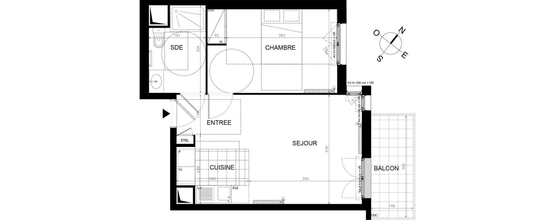 Appartement T2 de 41,88 m2 &agrave; &Eacute;taples Centre
