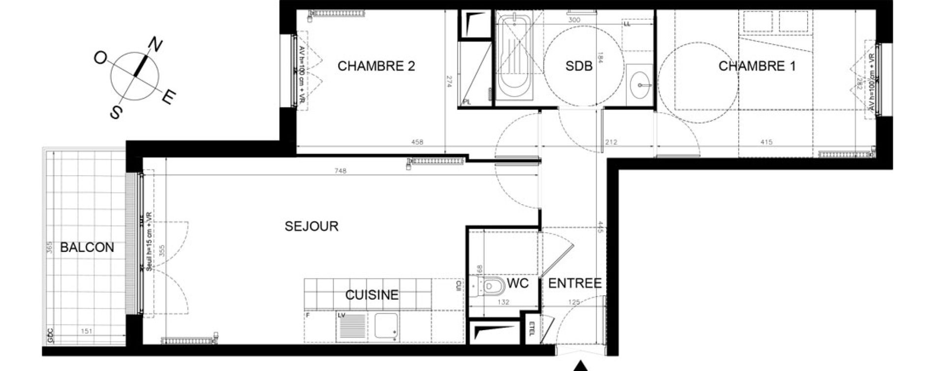 Appartement T3 de 59,67 m2 &agrave; &Eacute;taples Centre