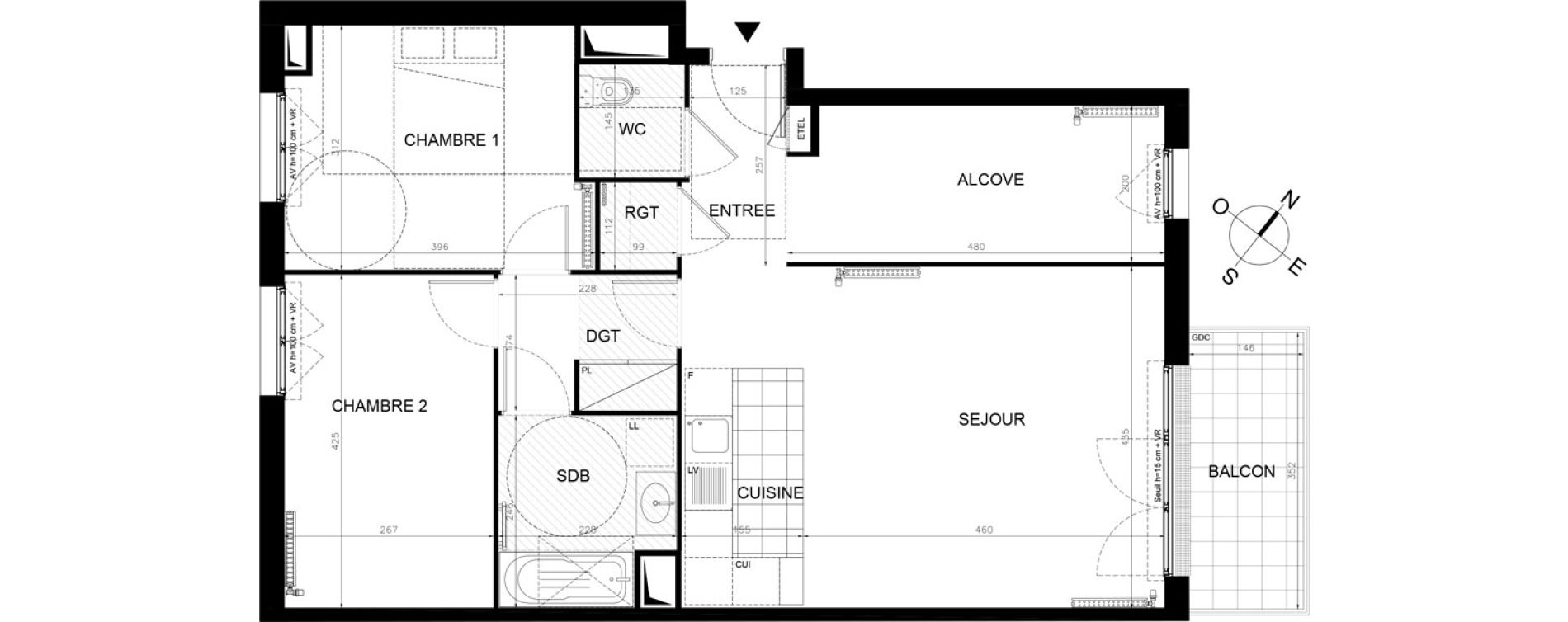 Appartement T3 de 74,57 m2 &agrave; &Eacute;taples Centre