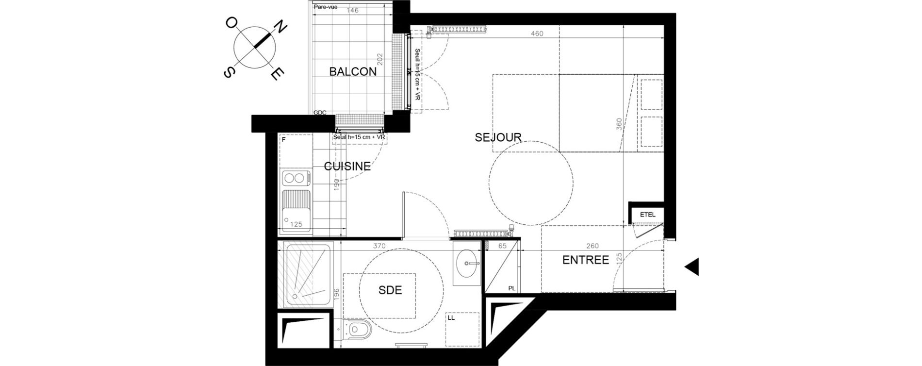 Appartement T1 de 31,72 m2 &agrave; &Eacute;taples Centre