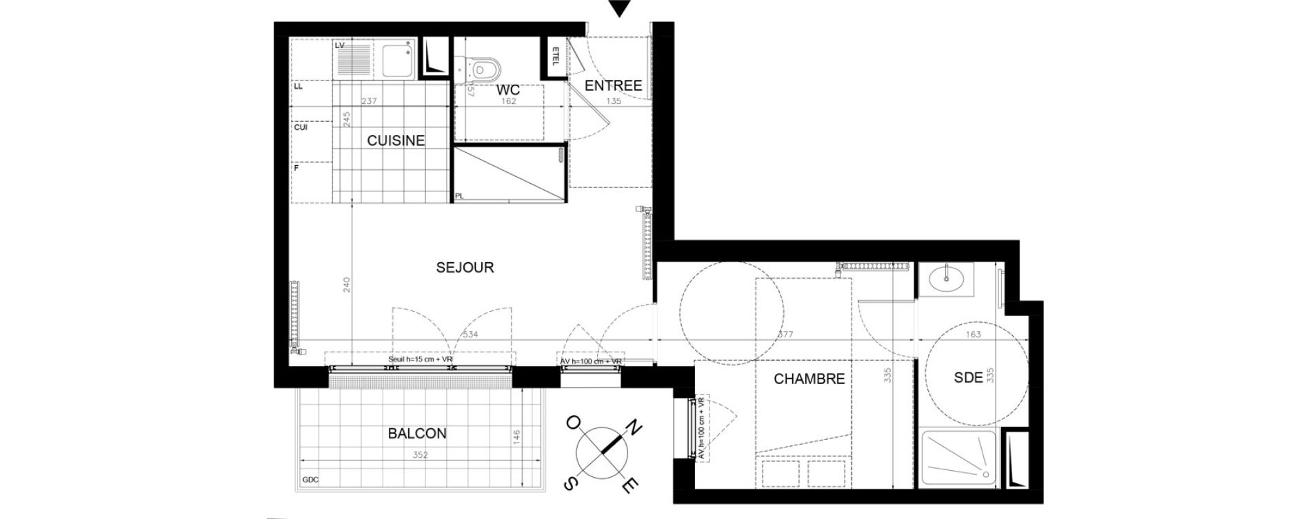 Appartement T2 de 41,67 m2 &agrave; &Eacute;taples Centre