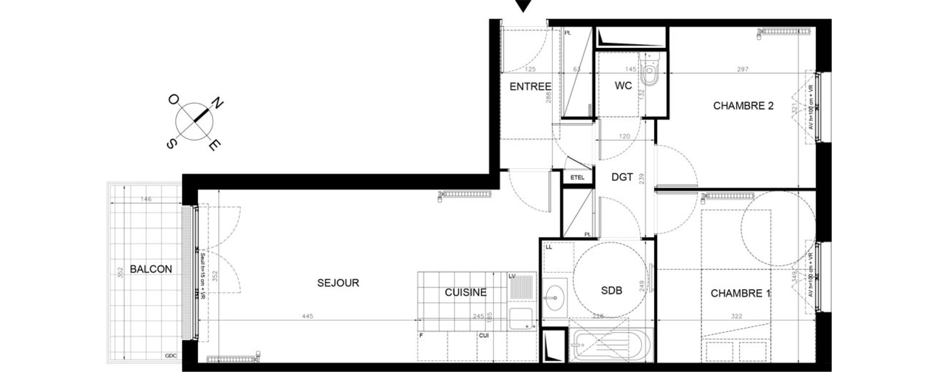 Appartement T3 de 62,24 m2 &agrave; &Eacute;taples Centre