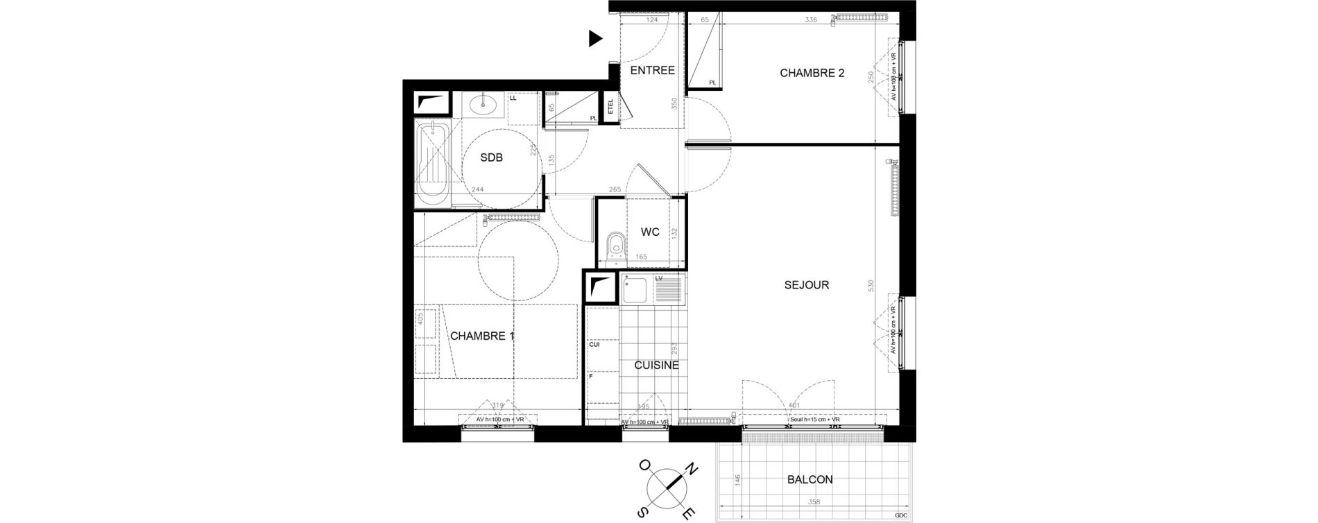 Appartement T3 de 64,14 m2 &agrave; &Eacute;taples Centre