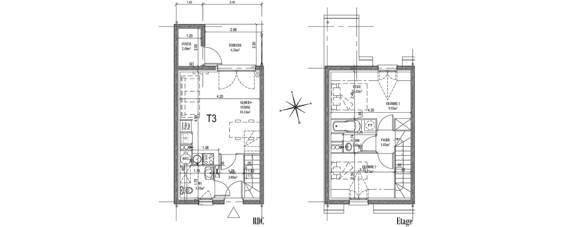 Maison T3 de 45,64 m2 &agrave; &Eacute;taples Centre