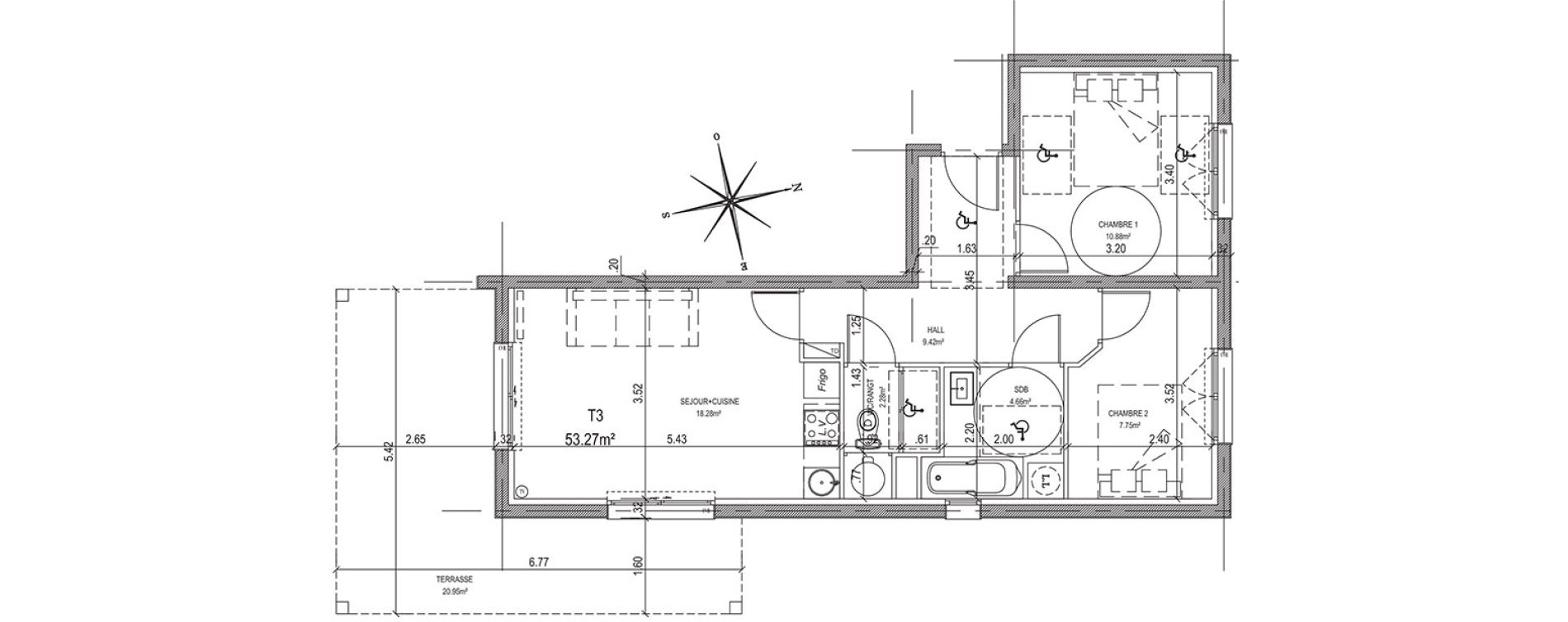 Appartement T3 de 53,27 m2 &agrave; &Eacute;taples Centre