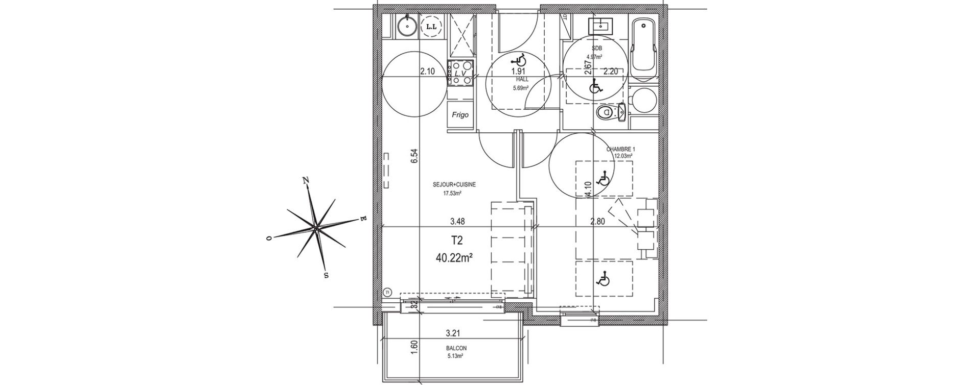 Appartement T2 de 40,22 m2 &agrave; &Eacute;taples Centre