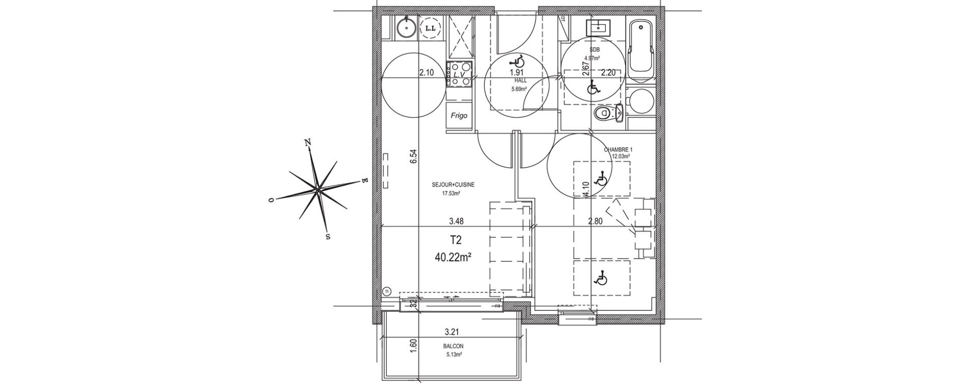 Appartement T2 de 40,22 m2 &agrave; &Eacute;taples Centre