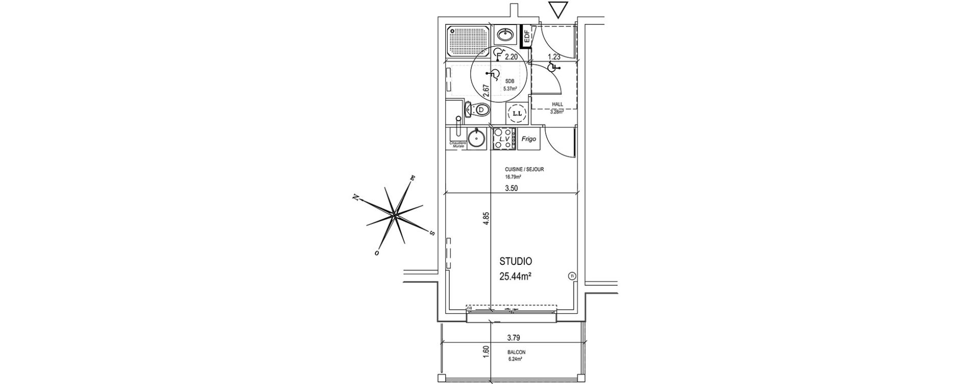 Appartement T1 de 25,44 m2 &agrave; &Eacute;taples Centre