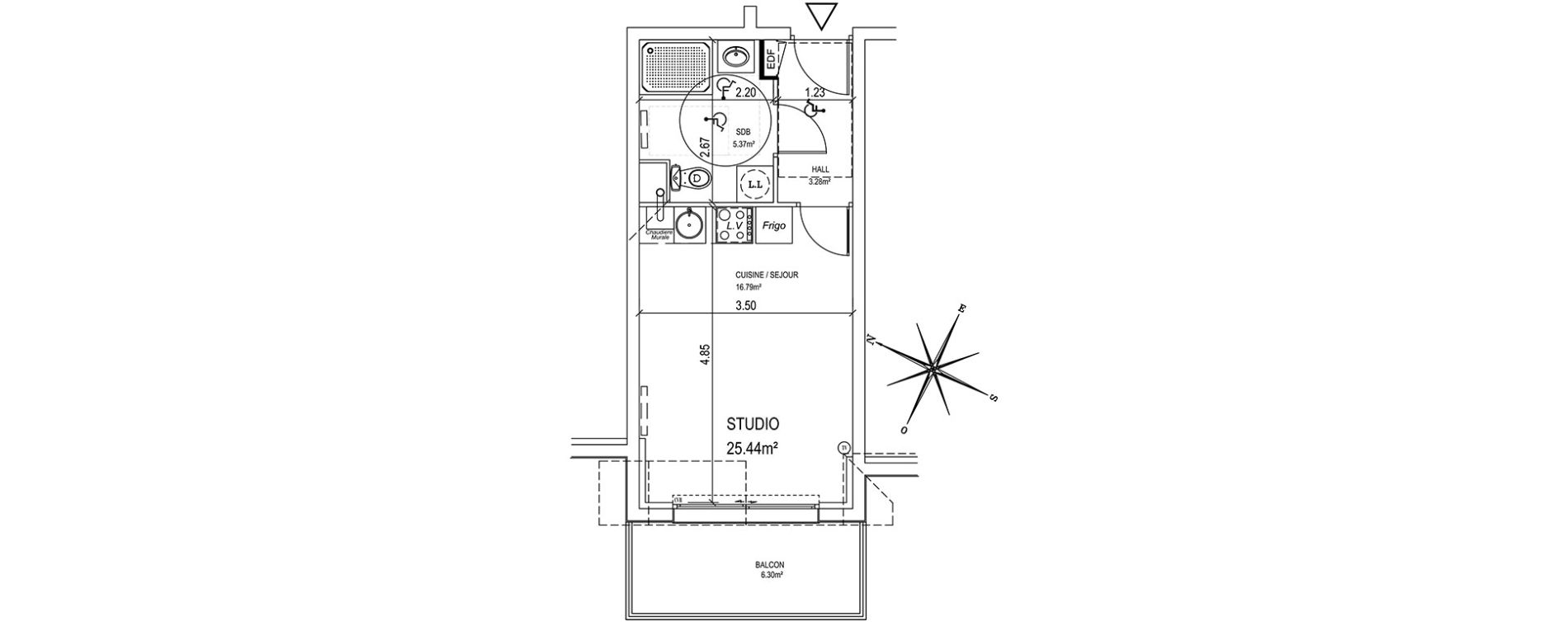Appartement T1 de 25,44 m2 &agrave; &Eacute;taples Centre