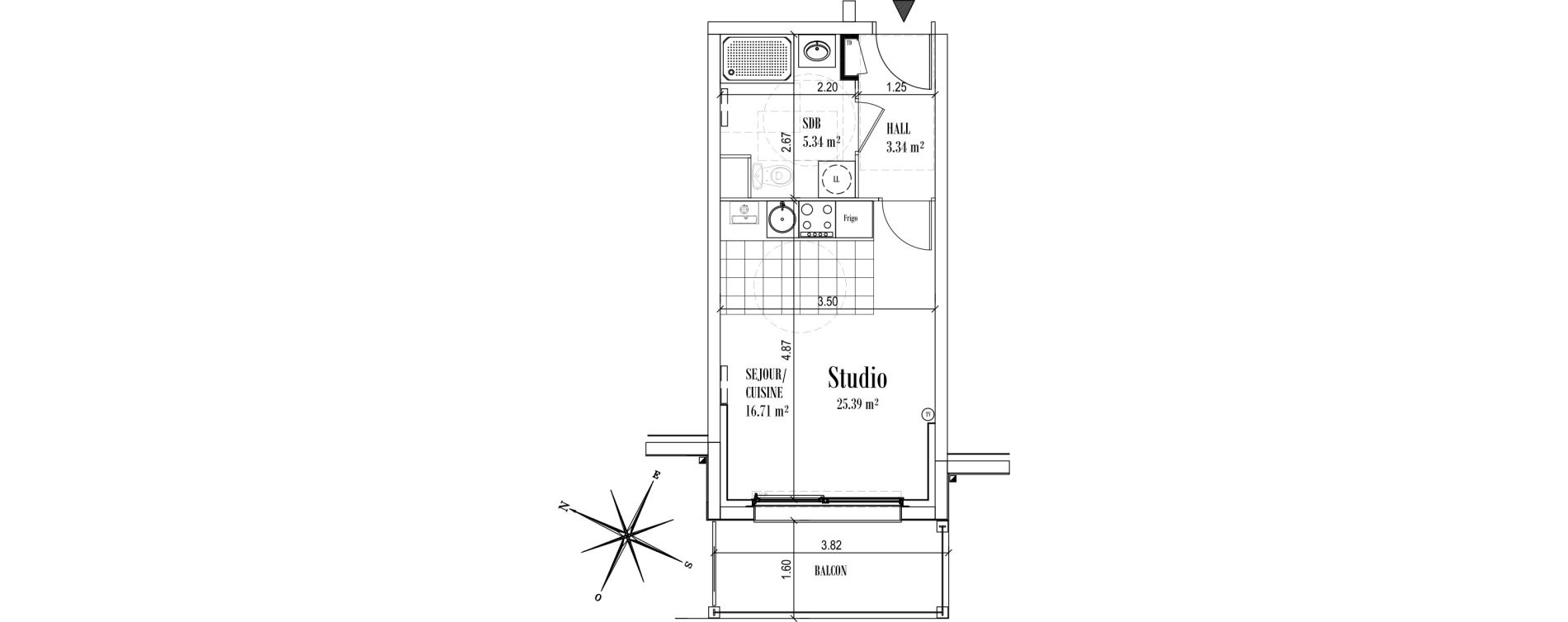 Appartement T1 de 25,39 m2 &agrave; &Eacute;taples Centre